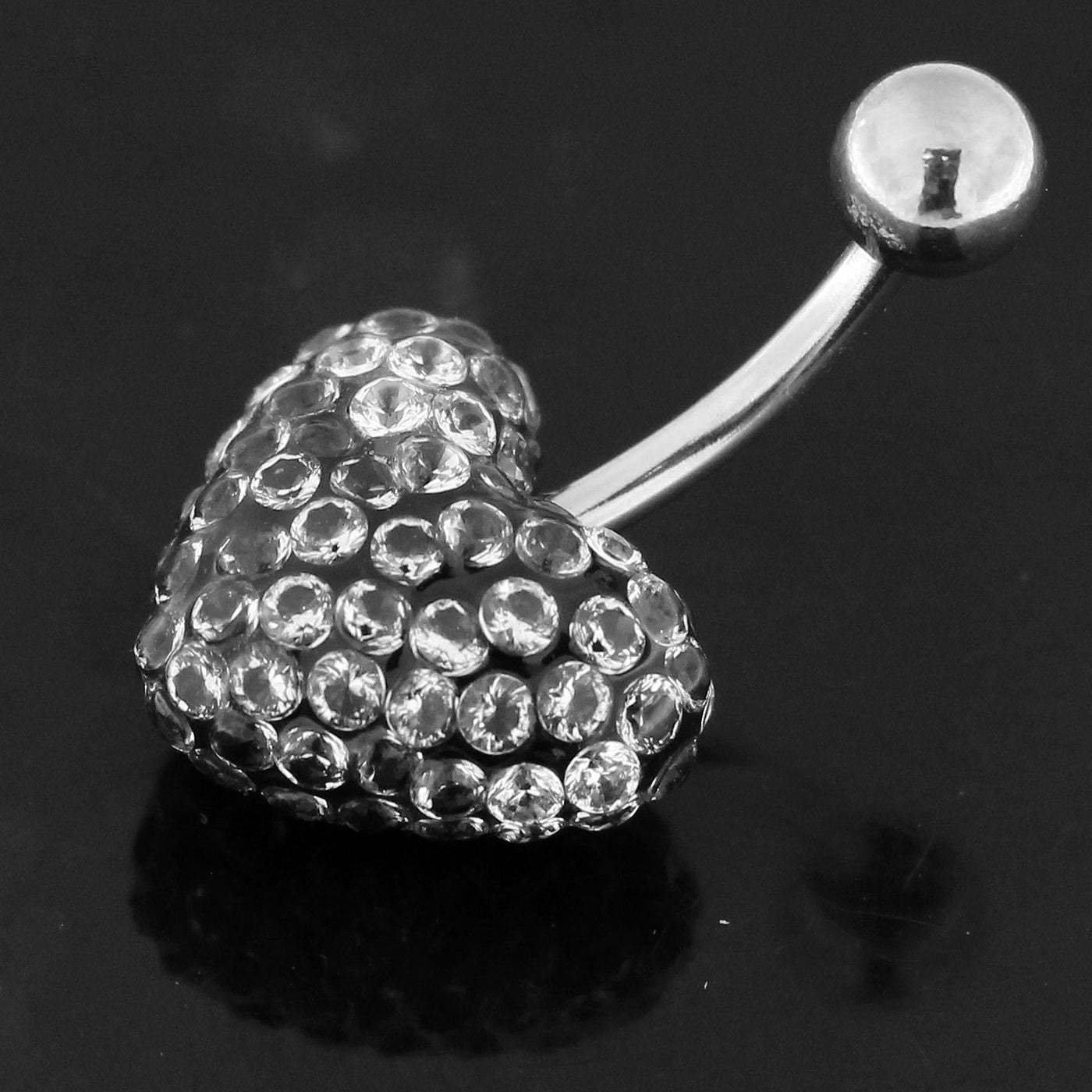 Multi Jeweled Genuine CZ Heart Belly Button Rings