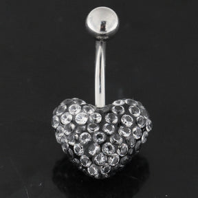 Multi Jeweled Genuine CZ Heart Belly Button Rings