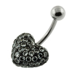 Multi Jeweled Genuine CZ Heart Belly Button Rings