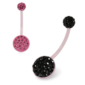 10mm Pink Base BioFlex with Crystal Ferido Top Ball  pregnancy Belly Ring