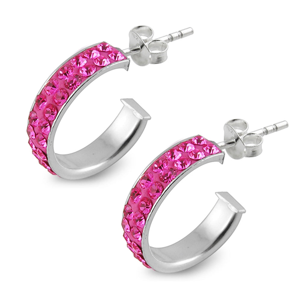 925 Sterling Silver  Pink Crystal Earring