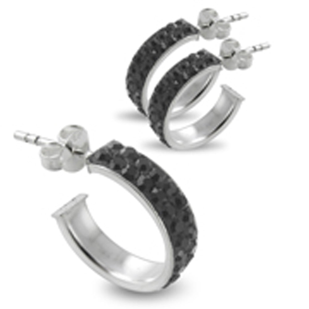 925 Sterling Silver Black Crystal Earring