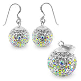 White Crystal stone Studded Earring Pendant Silver jewlery Set