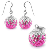 Silver Jewelry Pink Crystal stone Studded Earring Pendant Set