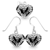 925 Sterling Silver Crystal stone Studded HEART SHAPE Jewelry Set