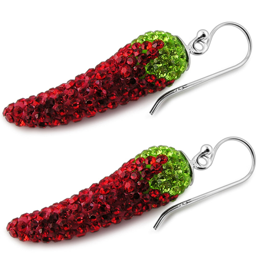 Red And Green Crystal stone Studded RED CHILI Earring Pendant Jewelry SET