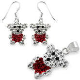 Red Crystal stone Teddy Bear SET Jewelry