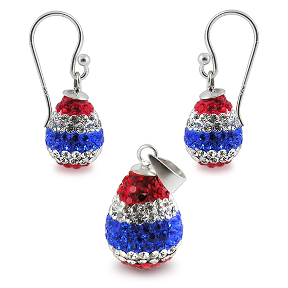 Multi Color Crystal stone Earring And pendant Jewelry Set