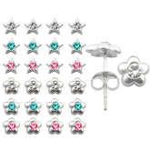 Plain Jeweled Flower Ear Studs in a 12 pair Tray HOT12ES041