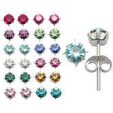 4mm Birth Stone Ear Studs Body Jewelry WithTray Display