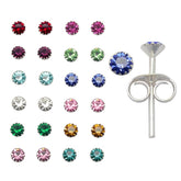 2mm Birth Stone Ear Studs in 12 pair Tray