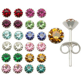 4mm Birth Stone Ear Piercing Jewelry in a 12 pair For 12 Months