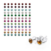 3MM Flower Set Birthstone Earring with Display