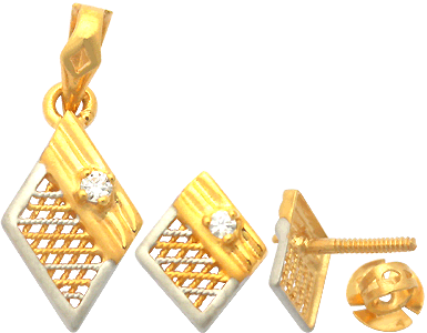 22K Diamond Shaped Gold Set Jewelry