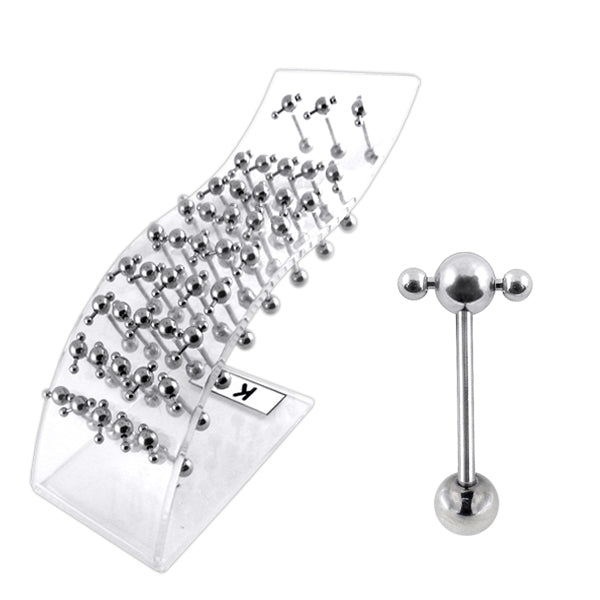 316L Surgical Steel Tongue Barbell in a Wave display