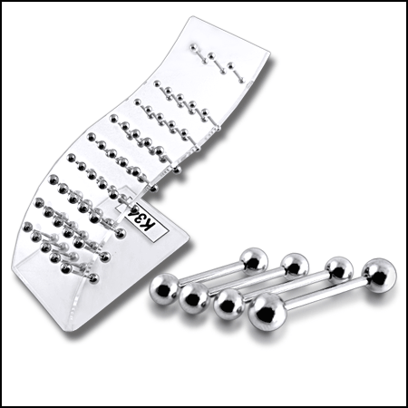 SS Tongue Barbell with Mix Size Collections in a Wave display