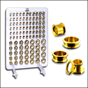 SS Gold Plated Ear Flesh Tunnels with Display