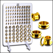 SS Gold Plated Ear Flesh Tunnels with Display