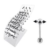 316L Surgical Steel Tongue Barbell With Cones in a Wave display K4