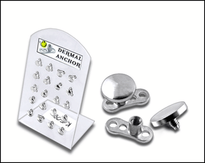 Titanium Dermal Anchors with Disc Top in a Tray