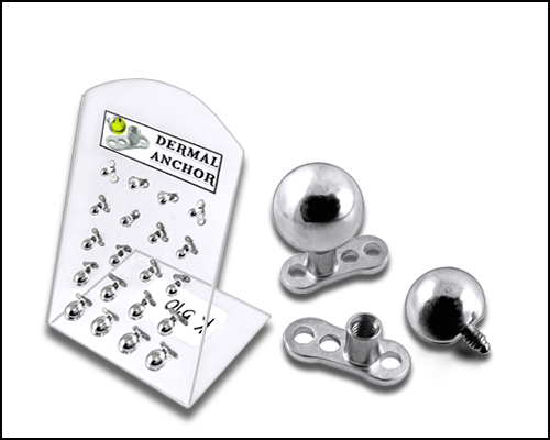 Dermal Anchors with Ball Tops in a Tray