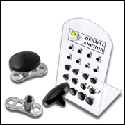 Dermal Anchors with Disc Tops in a Tray