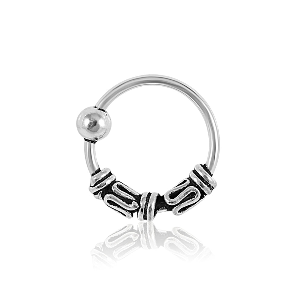 925 Sterling Silver Bali Style Oxidized Tribal Twist Open Nose Ring