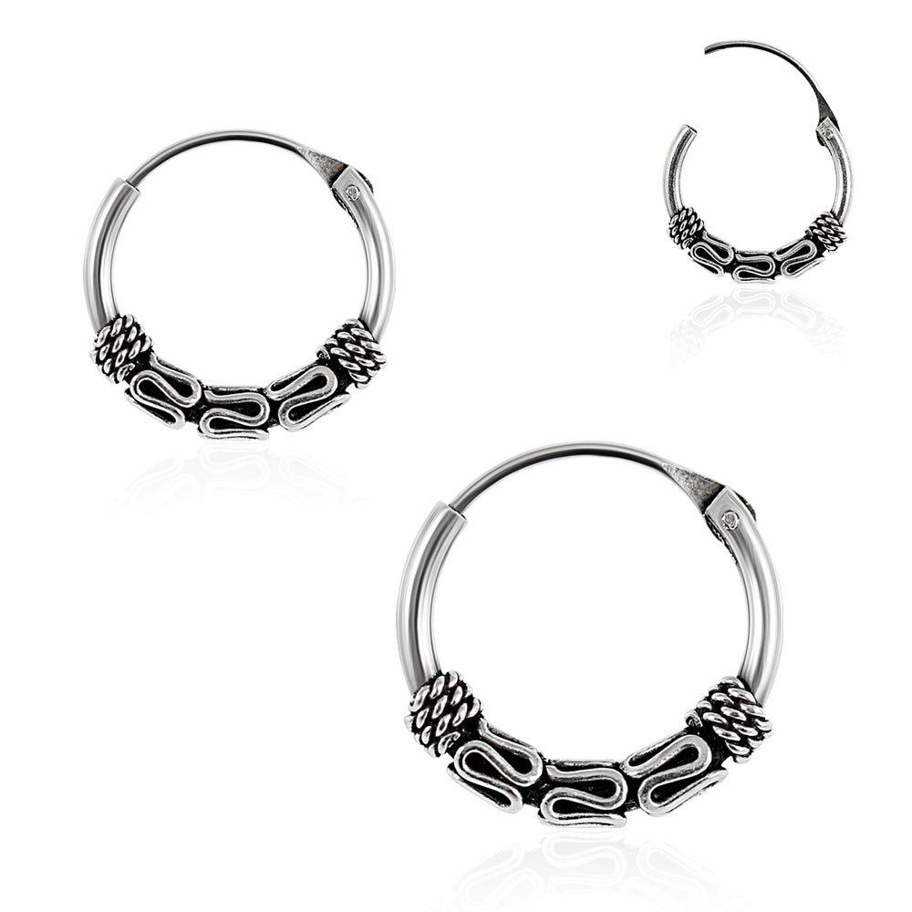 925 Sterling Silver Bali Style Oxidized Tribal Hinged Segment Nose Ring