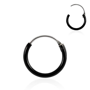 925 Sterling Silver Black Enamel Coated Hinged Segment Nose Ring