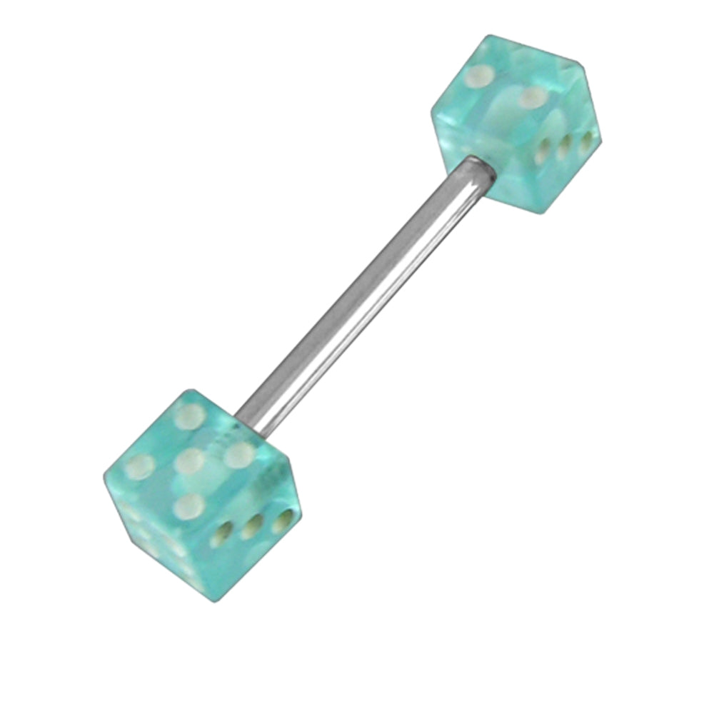 Surgical steel Tongue Barbells with UV Dice