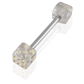 Surgical steel Tongue Barbells with UV Dice