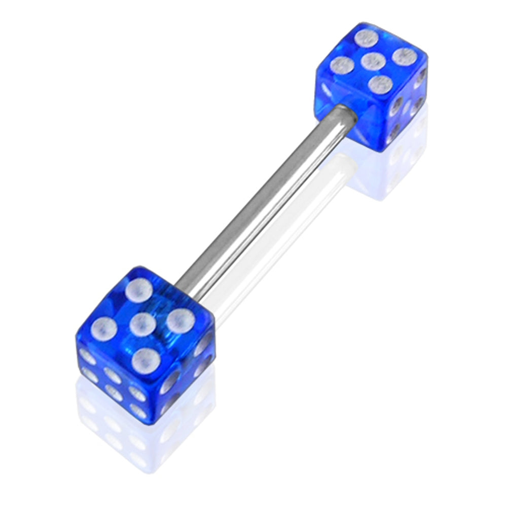 Surgical steel Tongue Barbells with UV Dice