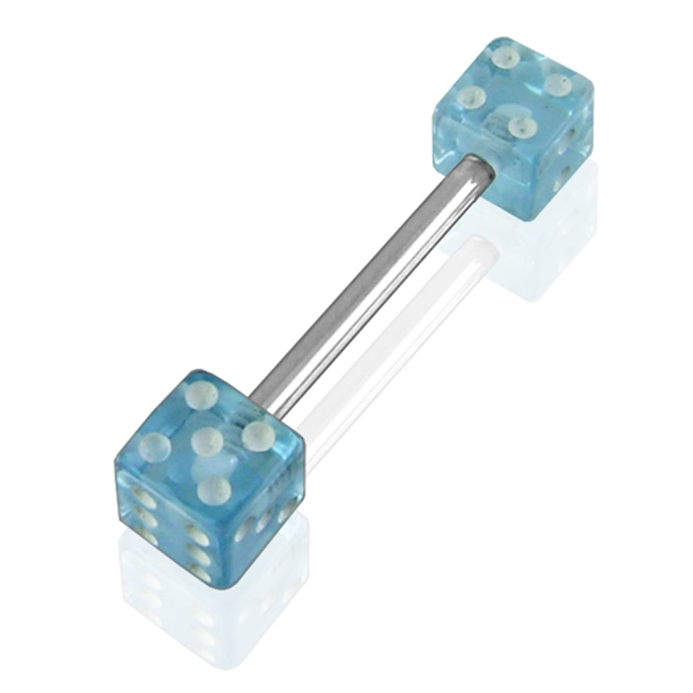 Surgical steel Tongue Barbells with UV Dice