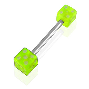 Surgical steel Tongue Barbells with UV Dice