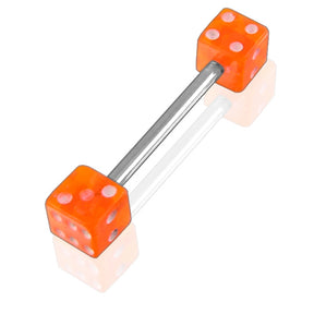 Surgical steel Tongue Barbells with UV Dice