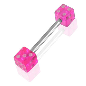 Surgical steel Tongue Barbells with UV Dice