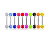 316L Surgical steel Tongue Barbells with UV Glitter Balls