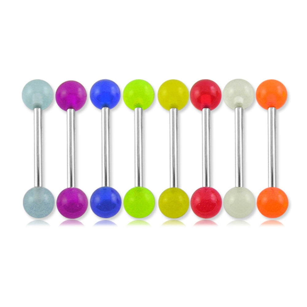 316L Surgical steel Tongue Barbells with UV Glow Balls