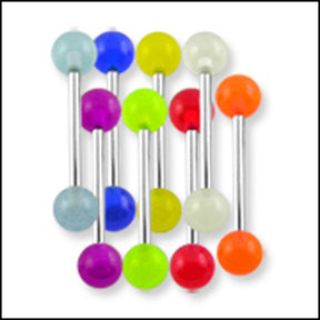 316L Surgical steel Tongue Barbells with UV Glow Balls