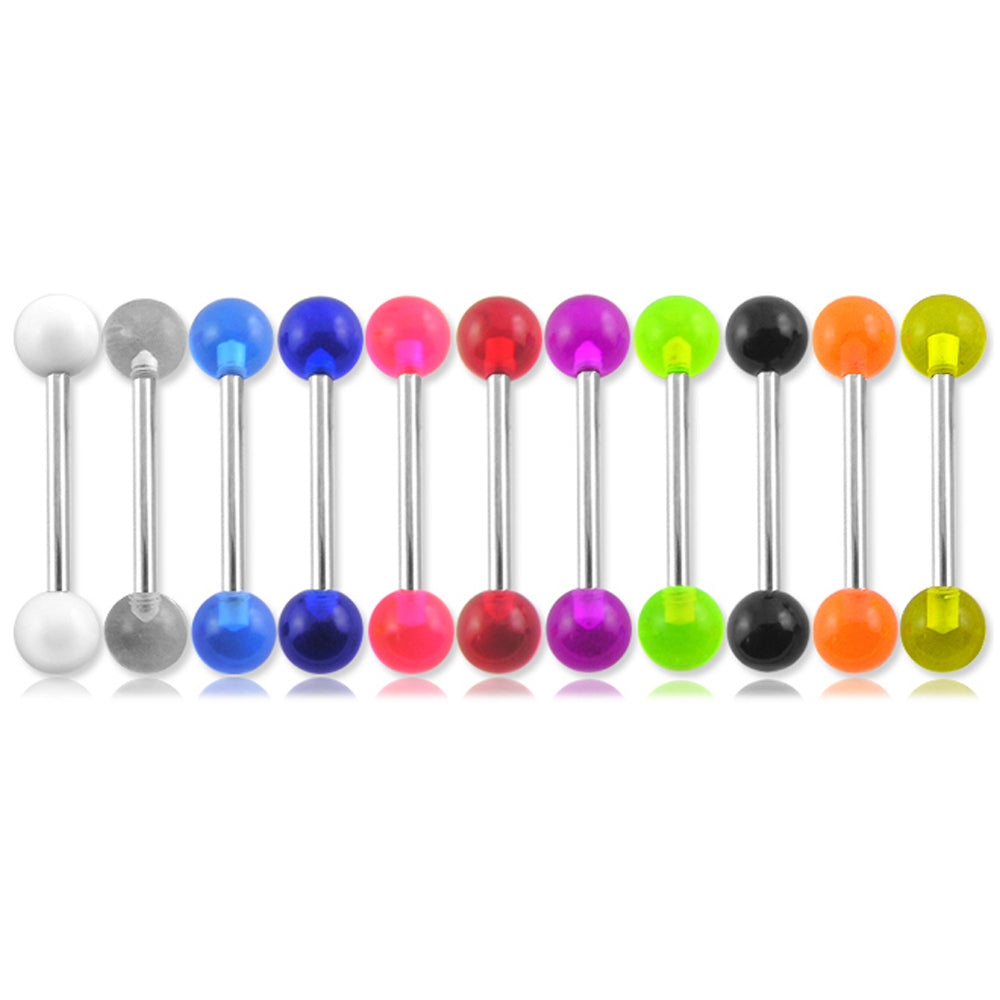 316L Surgical steel Tongue Barbells with Multi Color UV Balls