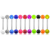 316L Surgical steel Tongue Barbells with Multi Color UV Balls