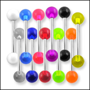 316L Surgical steel Tongue Barbells with Multi Color UV Balls