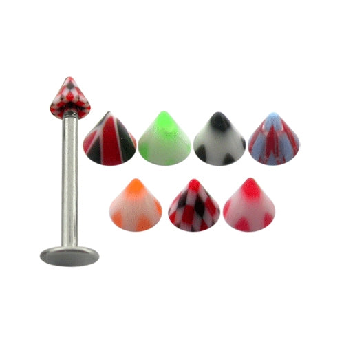 Surgical Steel Labret  Monroe Tragus Earring With UV Solid Color Cones