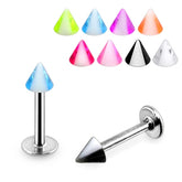 316L Surgical Steel UV Color CONE SPIKE Labret Monroe Chin Lip Piercing