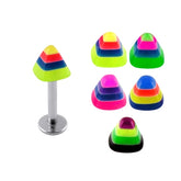 Bioflex Labret UV Multi Colored Fancy Triangular Cone