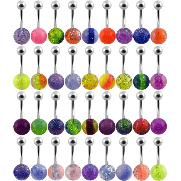 Assorted Belly Ring Banana Bar With fancy UV balls