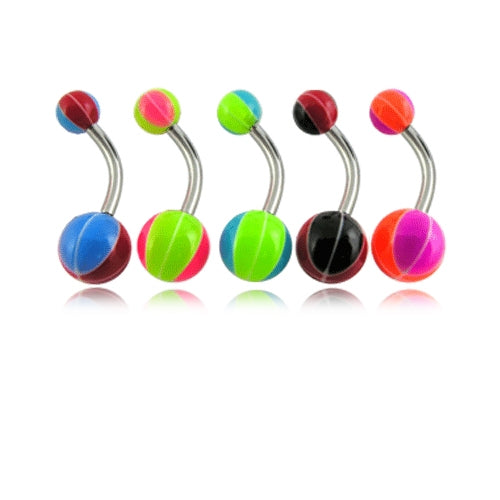 Assorted Colorful Mix Shade UV Balls Navel Ring Body Jewelry