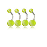 Assorted Fancy Green Color UV Ball With Curved Belly Rings Body Jewelry