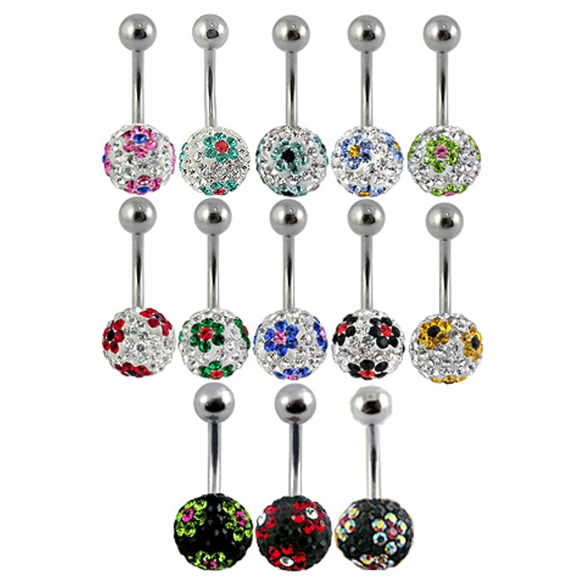 Assorted Flower Collection Of  Crystal stone Belly Ring