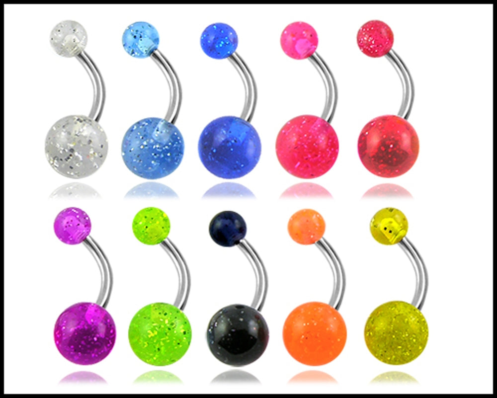 Belly rings with Glitter balls